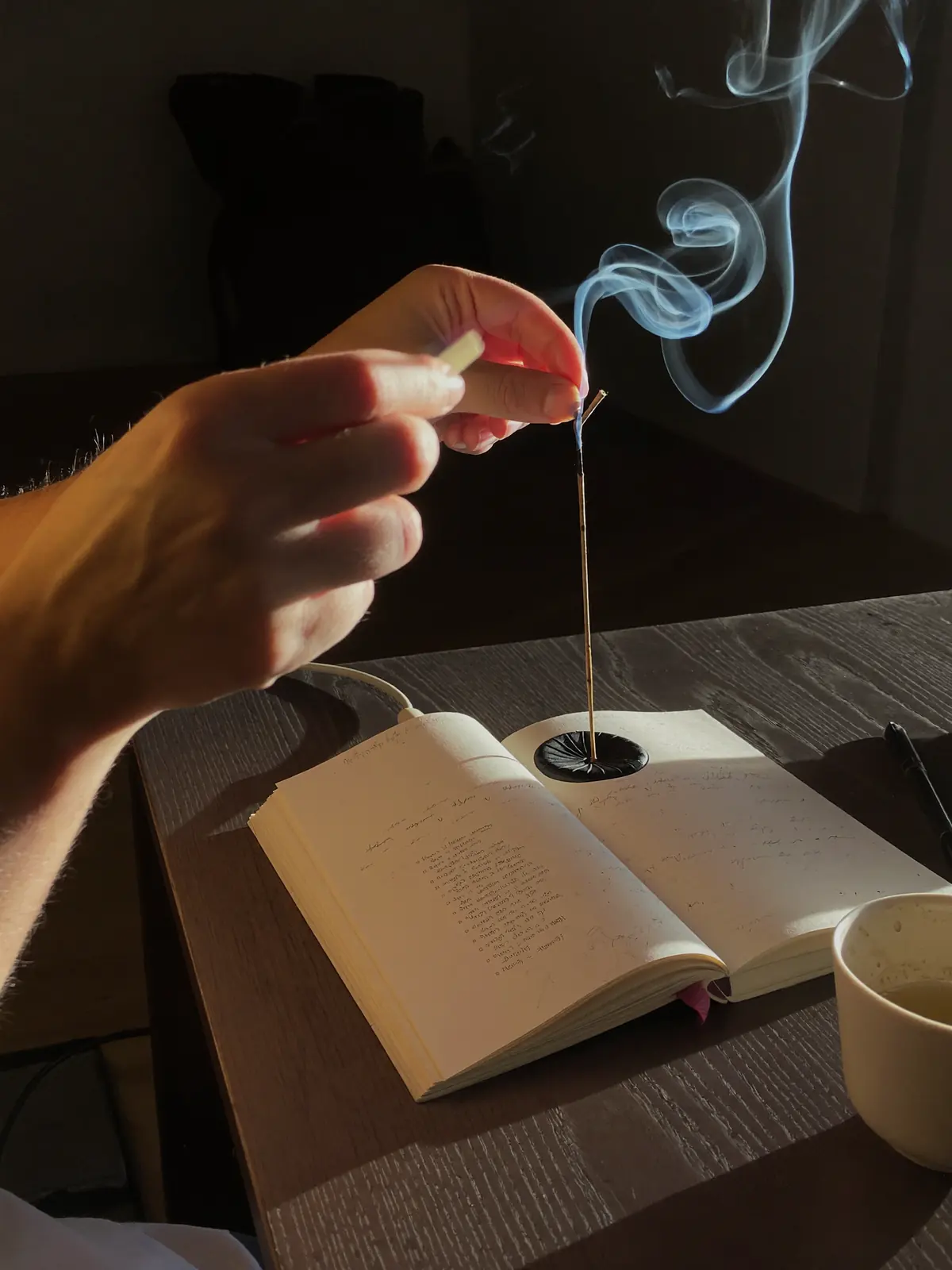 Người mua thử mẫu: một miếng gỗ đang hơ, phiếu ghi điều kiện bên cạnh.